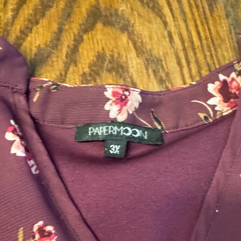 Papermoon Plum Floral V-Neck Blouse - Picture 2 of 4